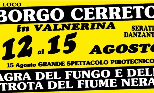 41st Mushroom and Trout Festival from 12 to 15 August in Borgo Cerreto di Spoleto